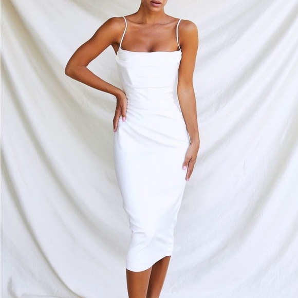 House of CB Dresses House Of Cb Anja Ivory Satin Corset Dress